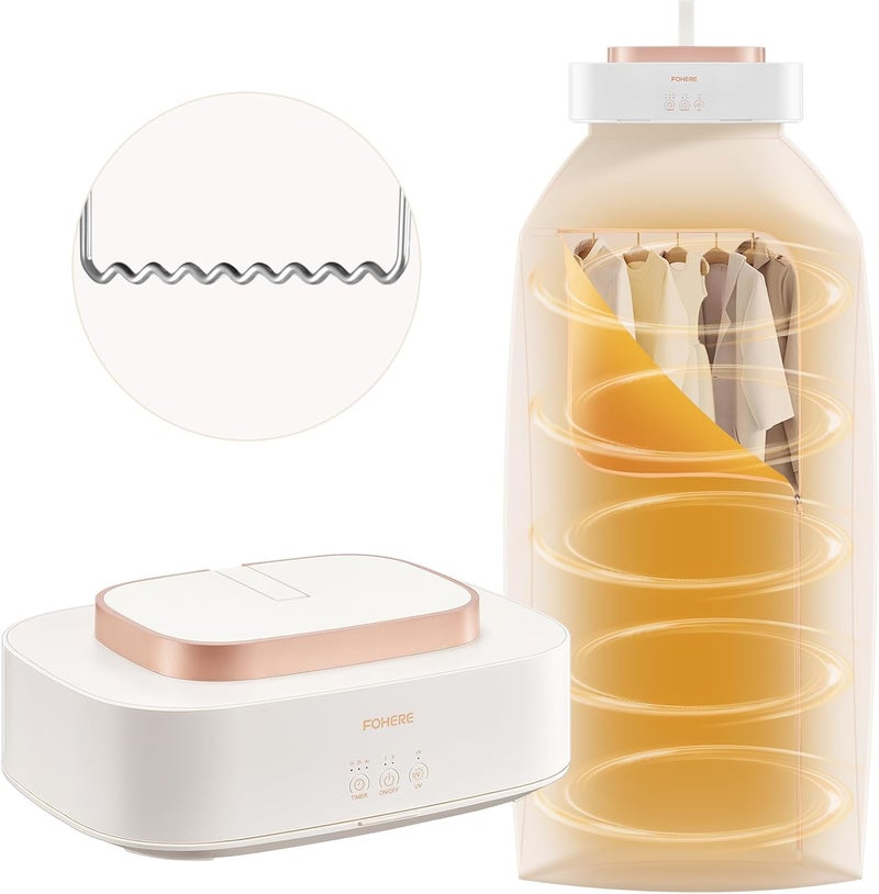FOHERE Portable Clothes Dryers, Mini Laundry Dryers with Timer Function & Dry Bag, Easy to Use Multiple Compact Dryer for Clothes, for Travel, Apartment, RV, Dorm, for Light Clothes, Underwear, Baby Clothe - Image 1
